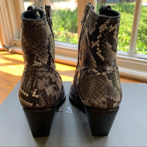 ALLSAINTS Rolene Snakeskin Heeled Cowboy Cowgirl Ankle Boots Bootie | Sz 6 | NIB - Picture 6 of 9